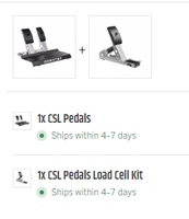 CSL Pedals and Load Cell Kit bundle with shipping details shown.