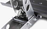 Close-up of FANATEC CSL Pedals LC with load cell included showing durable all-metal construction and mechanical details.