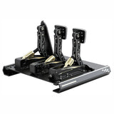 High-strength steel MOZA Racing CRP Pedals with black and gold components for professional simulation racing setups.