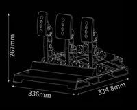 Technical schematic of SIMAGIC P1000 3 Pedal Set Floor Mount showing dimensions 336mm x 334.8mm x 267mm