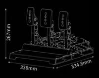 Dimensions of the SIMAGIC P1000 2 Pedal Set Floor Mount shown in a detailed schematic drawing.